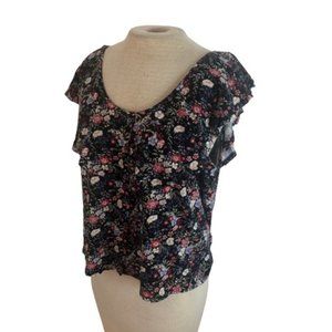 🌸2 for $15🌸 American Eagle Outfitters Knit Floral Ruffle Top